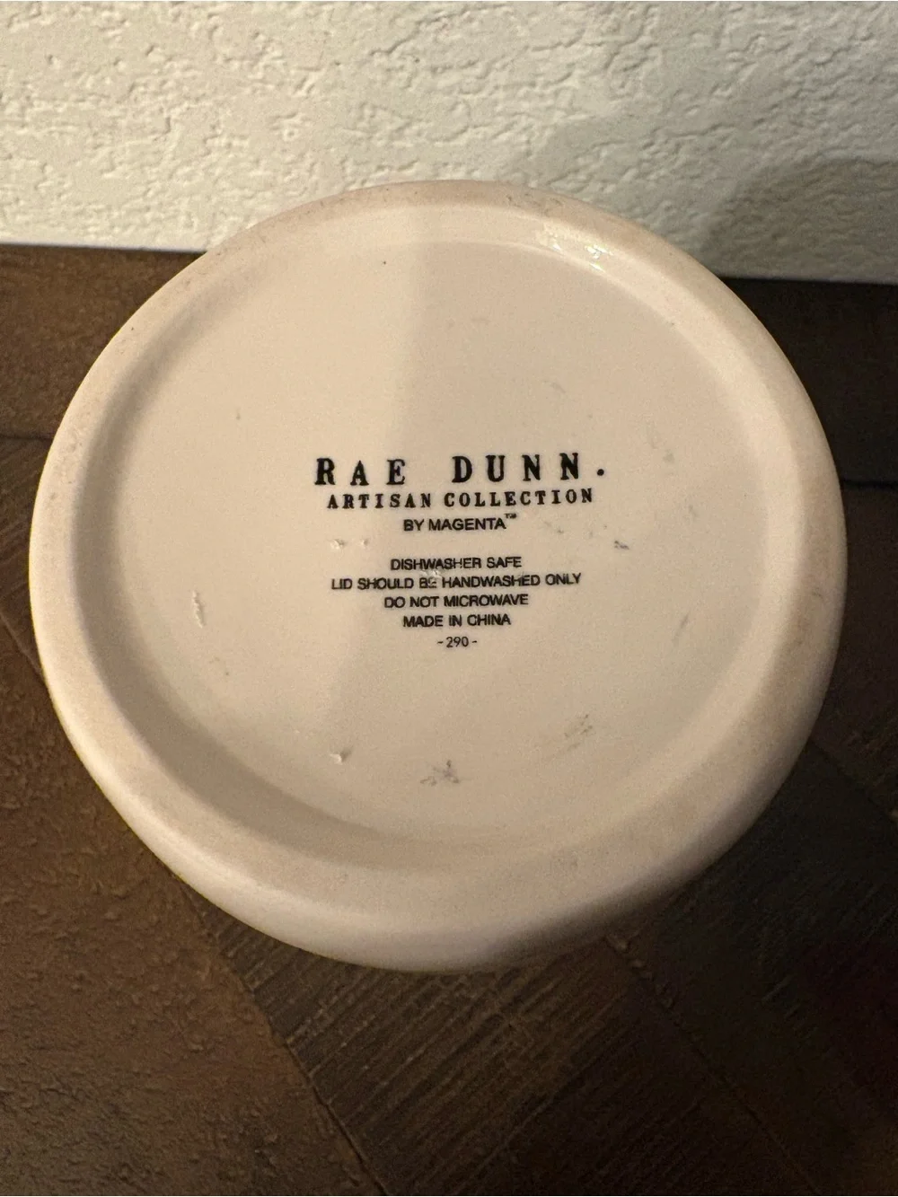 Rae Dunn White Ceramic Canister with Black Lettering
